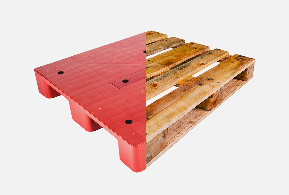 Plastic and wooden pallets